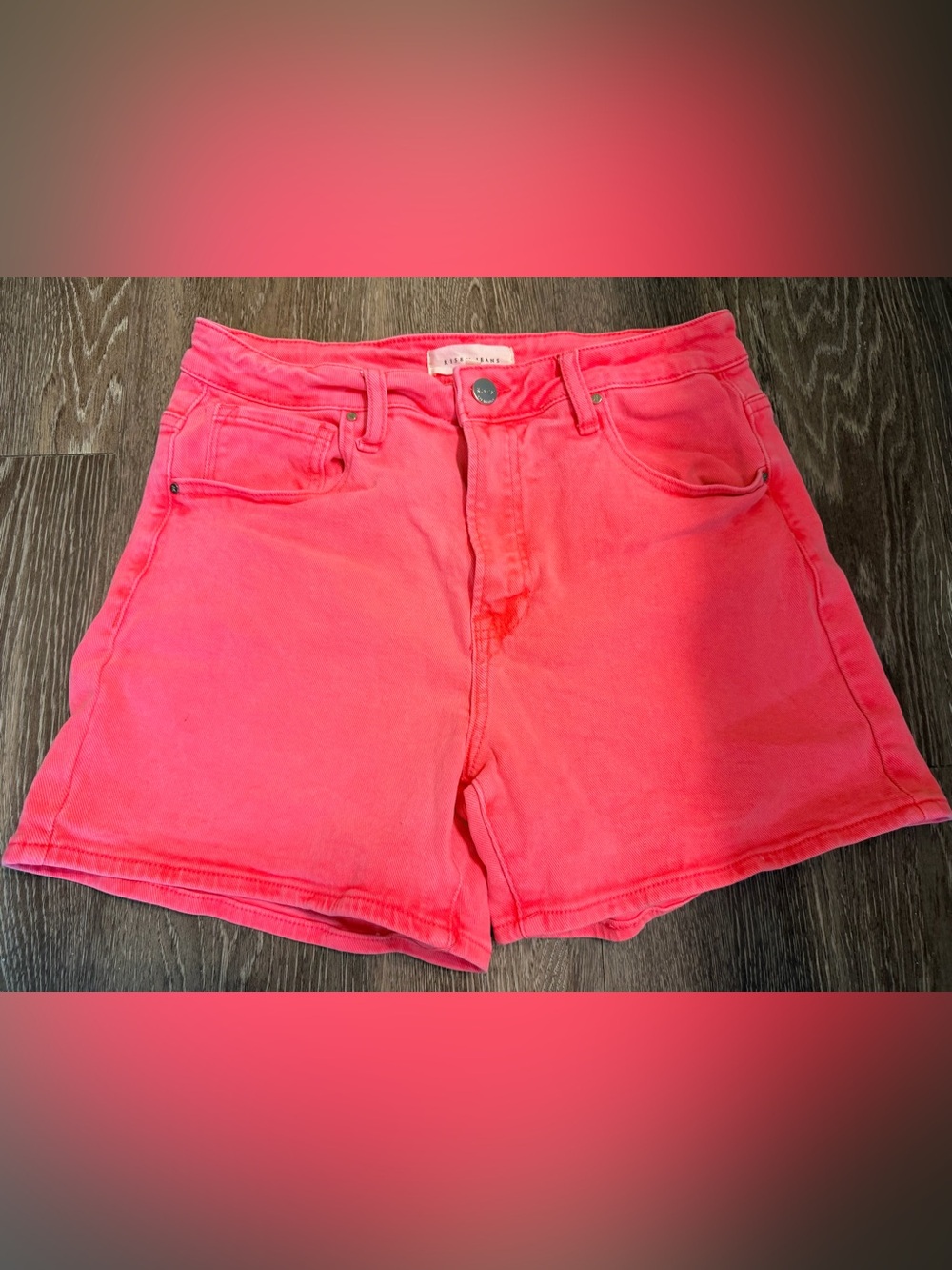 Risen Jean Neon Pink/Coral Denim Shorts Women size Large